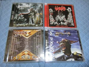 HR/HM輸入盤未開封4枚セット VIRUS２枚、WITCHBURNER,HELLRAZER?? シールドされていないものがありますが新品です。