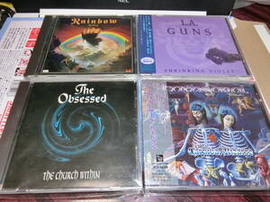 HR/HM 中古盤４枚セット Rainbow,LA GUNS,The Obsessed(これのみ輸入盤),CATHEDARL