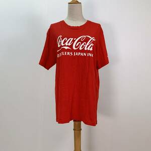 S1805 Print star メンズ Tシャツ 半袖 人気 L 赤 ビッグロゴ 綿100% 華やか カジュアル 前プリント コカ・コーラ