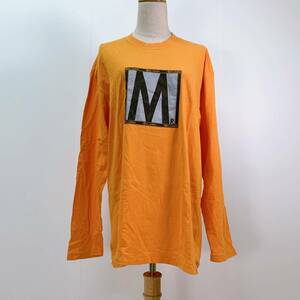 S1981 mr.JUNKO メンズ Tシャツ 半袖 人気 L オレンジ（橙）ビッグロゴ 綿100% 万能 ゆるふわ ガーリーカラフルコーデ 日本製