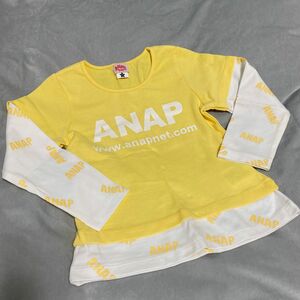 ANAP kids アナップキッズ　110 ロンT 女の子　黄色　重ね着風