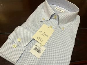 百貨店販売品　BILL CAUSE☆形態安定　ブルーグラフチェックワイシャツ　L(42-84)　ボタンダウン　送料無料