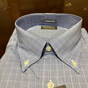ポールスチュアート★綿100％　ブルーウインドペンチェックワイシャツ　LL(43-84)　ボタンダウン