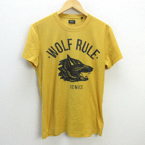 Q■ディーゼル/DIESEL WOLF RULE プリントTシャツ■からし色【メンズM】MENS/63【中古】