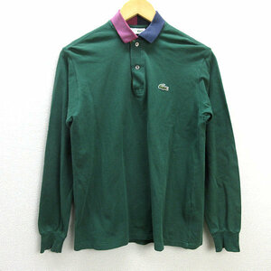 G■ラコステ/LACOSTE CHEMISE 長袖ポロシャツ/鹿の子【3】緑/men's/32【中古】■