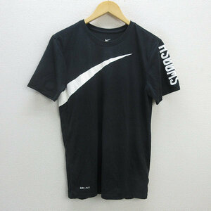 H■ナイキ/NIKE 841632 DRY DE LIVE REND logo SWOOSH TEE Tシャツ【M】黒/MENS■65【中古】