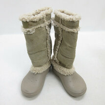 H■【W6】クロックス/crocs Synthetic Suede Boot ロングブーツ/ベージュ/LADIES■17【中古】_画像2