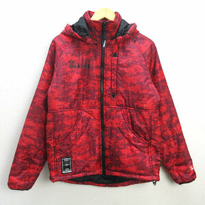 D■グランデ/GRANDE.F.P 総柄 中綿入りジャケット JKT【M】赤/MENS/89【中古】