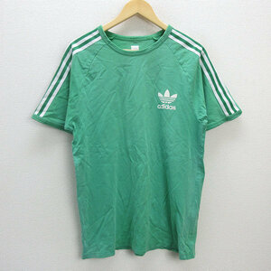 G■アディダス/adidas Original スリーストライプTシャツ【XO】緑/men's/94【中古】■