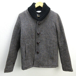 H■ファイブブラザー バックドロップFIVE BROTHER × BACKDROP × Harris Tweed ウールブルゾン トリプルネーム【S】茶系/MENS■8【中古】