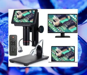顕微鏡 デジタル顕微鏡 5インチ LCD 1080Pスクリーン560倍率 はんだ付け 部品検査 宝石鑑賞 写真 録画可能 画像逆転 金属スタンド 研究測量