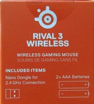 未使用 ゲーミング ワイヤレス マウス RIVAL3 Wireless SteelSeries 62521 無線マウス 2.4Ghz Bluetooth対応 送料350円_画像4