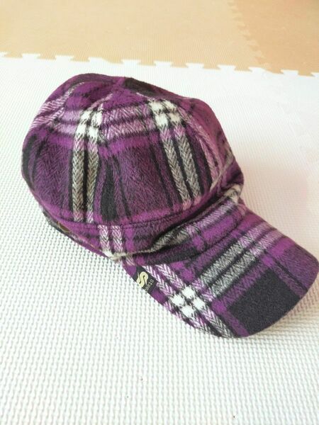 steez　帽子　キャップ　紫色　チェック　メンズ