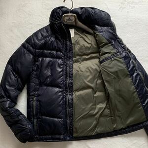 美品/Lサイズ● ディーゼル DIESEL 極暖☆ 肉厚 ダウンジャケット ライダース ブルゾン アウター 収納フード ロゴプレート 高級感◎ メンズ