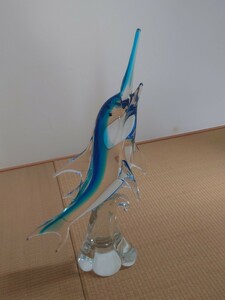 【貴重 レア】 ガラス製 イルカ置き物 44cm おしゃれ ディスプレイ【送料無料】