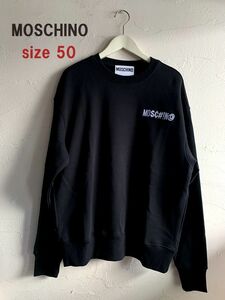 新品　最大値下げ　Moschino モスキーノ　スウェットシャツ　クルーネックトレーナー　刺繍ロゴ　ブラック　サイズ50　参考価格￥63,800