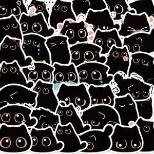 黒猫　クロネコ　猫　ネコ　ニャー　にゃんこ　ペット　イラスト　かわいい　手帳カスタム　シール　ステッカー40枚SL