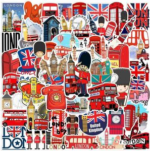 イギリス 英国文化 近衛兵 ロンドン バス 2階建バス ビッグ・ベン 赤い電話ボックス レッド系 シール ステッカー50枚JQ
