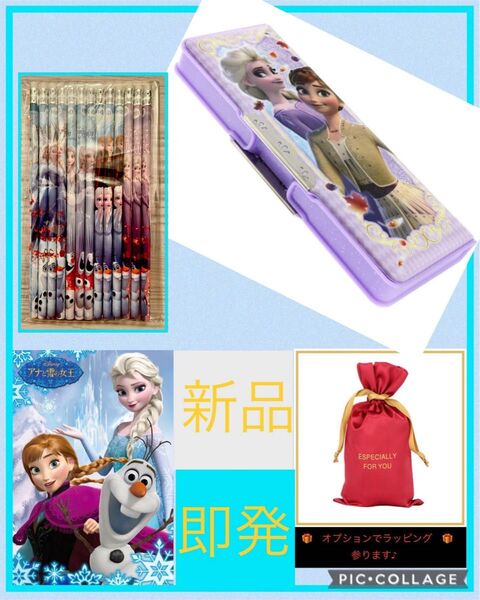 アナと雪の女王 筆箱 & 消しゴム付きHB鉛筆 13本セット 新品