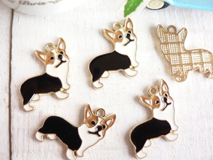  charm dog Corgi .. dog 4 piece ( #1846) handicrafts parts hand made 