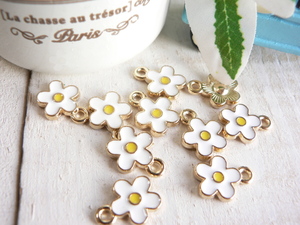  charm . flower Mini white white 10 piece ( #1841) handicrafts parts handmade materials 