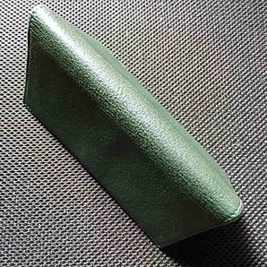 薄型長財布 かぶせ蓋 ２つ折り本革レザー グリーン(緑)系美品男女兼用 の画像5