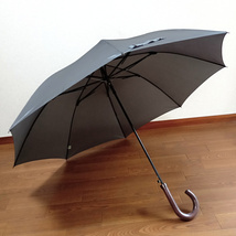 【bou260】新品　Borsalino　ボルサリーノ　メンズ長傘　ジャンプ傘　傘袋付き　雨傘　グレー×ブラック黒ピンストライプ 定価10,450円_画像3