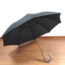 【bou203】新品　Borsalino　ボルサリーノ　メンズ長傘　ジャンプ傘　傘袋付き　雨傘　ブラック黒×グレーピンストライプ_画像3