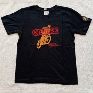 【llts1】英国製 Lewis Leathers ルイスレザー バイクロゴTシャツ AVIAKITラベル S LEWIS LOGO BIKE T-SHIRT コットンブラック/黒 XSサイズ