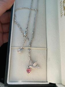 【中古】SWAROVSKI　スワロフスキー　ネックレス　鳥　ハートチャーム　元箱無し