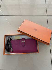 ★HERMES★エルメス　中古　ベアン　スフレ　ロング　難あり　ローズパープル