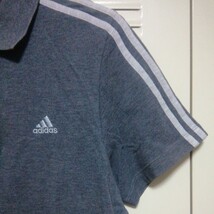 ★【古着】adidas(アディダス)　半袖　ポロシャツ　Lサイズ　グレー_画像4