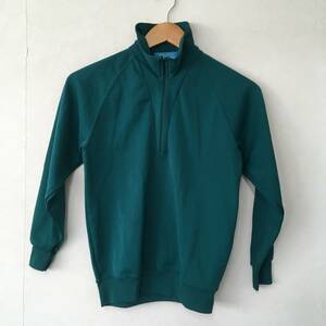 *[ б/у одежда ]UNITIKA( Uni chika) длинный рукав tops половина Zip 2S размер зеленый джерси материалы 