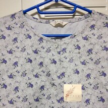 ★【古着】割烹着(かっぽうぎ)　グレー系　花柄　コーデュロイ　タグ付き_画像2