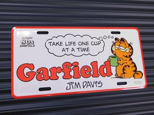 【GARFIELD・ガーフィールド】※《ライセンスプレート／Garfield・ホワイト】　アメリカン雑貨　ナンバープレート