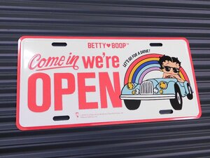 【Betty Boop・ベティちゃん】※《ライセンスプレート ／BETTY-OPEN2】　アメリカン雑貨　ナンバープレート