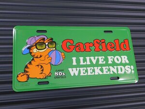 【GARFIELD・ガーフィールド】※《ライセンスプレート／Garfield・グリーン】　アメリカン雑貨　ナンバープレート