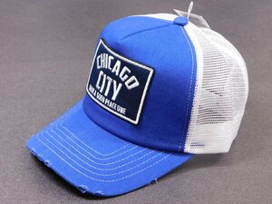 アメリカン《 刺繍ワッペン・ピースキャップ/ PCW-25》　PEACE CAP　メッシュ　アメカジ　ブルー　青