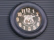 【タイヤ型時計】※《アンティークタイヤクロック・US ROUTE66》　アメリカン雑貨　ブリキ看板　メタルサイン　時計_画像3