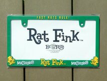 ◆送料無料◆【Rat Fink・ラットフィンク】※《ライセンスプレートフレーム・グリーン／２枚セット》　MOONEYES　新基準対応ナンバーフレー_画像2