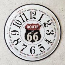 【ホワイト】※《アンティークメタルクロック・US ROUTE66》　アメリカン雑貨　ブリキ看板　メタルサイン　時計_画像1