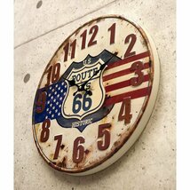 【HISTORIC】※《アンティークエンボスクロック・US ROUTE66》　アメリカン雑貨　ブリキ看板　メタルサイン　時計_画像3