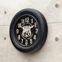 【タイヤ型時計】※《アンティークタイヤクロック・US ROUTE66》　アメリカン雑貨　ブリキ看板　メタルサイン　時計_画像2