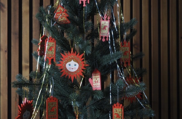 Productos rusos ☆ Adornos navideños pintados con Mezeni (5 piezas) Muñecas Matryoshka de Alyona & Olga, Artículos hechos a mano, interior, bienes varios, ornamento, objeto