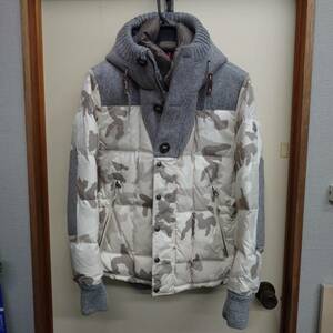 1円～ 美品 国内正規品 モンクレール MONCLER バーモント BEAUMONT ウール切替 ホワイトカモフラダウン ダウンコート サイズ3 メンズ