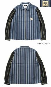  ステューシー STUSSY シャツ Mix Stripe Zip Up Work stussy shirt ジップアップ ワークシャツ カジュアルシャツ