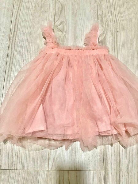 80 ワンピース　ピンク　チュール　誕生日　ハーフバースデー　ドレス　女の子　ワンピ 子供服　ベビー服
