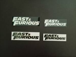 【4枚セット】ワイルドスピード FAST ＆ FURIOUS ステッカー 黒白 コレクション放出