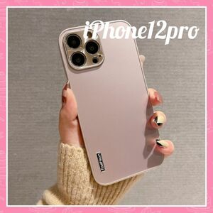 iPhone12pro ケース ピンク　アルミ　シンプル　ハードケース　　高級感　マット　可愛い