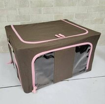 収納BOX 衣装ケース 収納ケース 折りたたみ 積み重ね 窓付き ファスナー付き 3個セット/50×40×28cm/M/ブラウン/訳有/1円スタート/XB_画像1